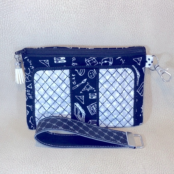 Mulitpurpose Clutch/ Bag, School Subjects and Stars - Picture 1 of 3
